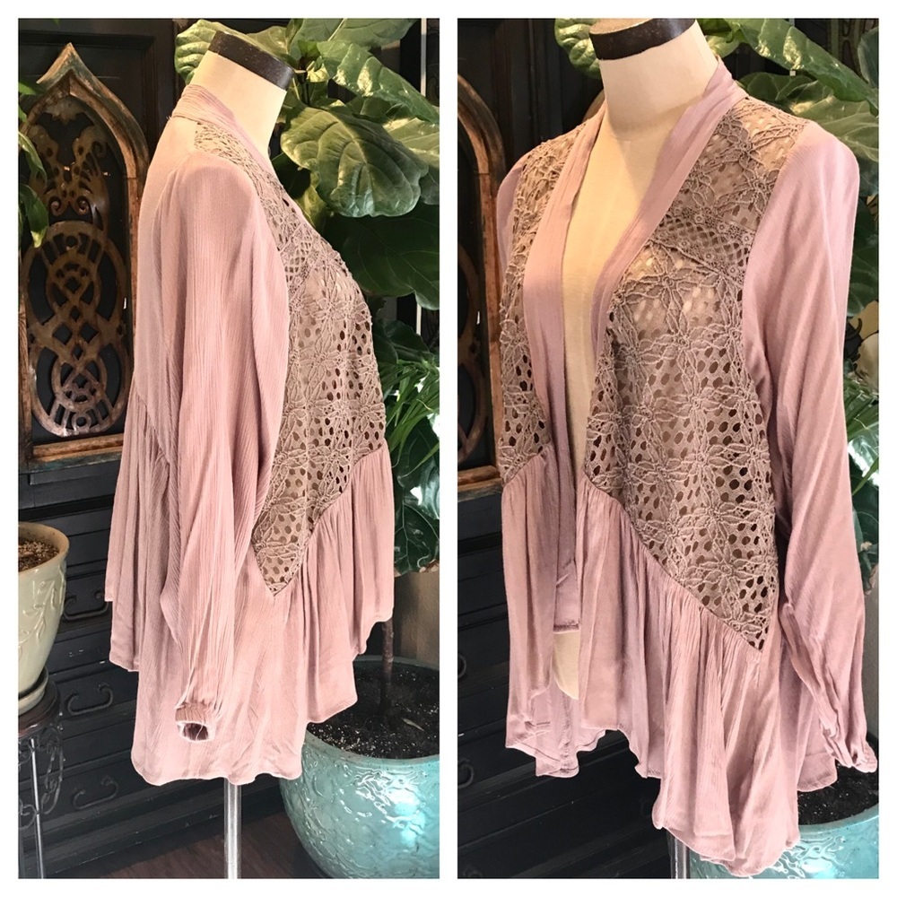 Cypress crochet lace asymmetric kimono cardigan - Picture 7 of 8